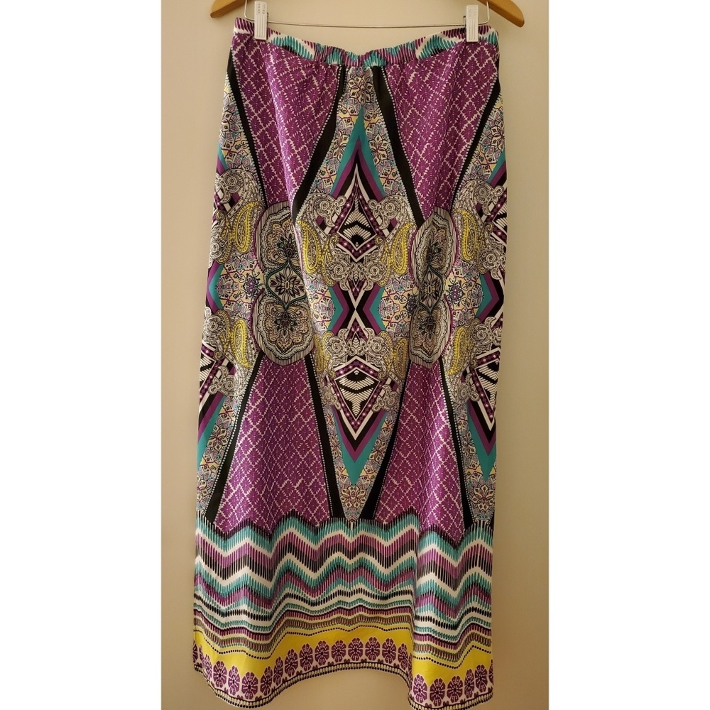 Multi-Colored Printed Maxi Skirt